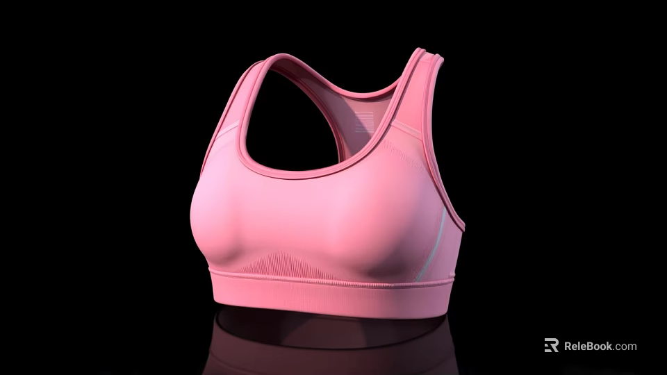 Supportive Pink Sports Bra With Racerback Design For Active Workouts 3d model 