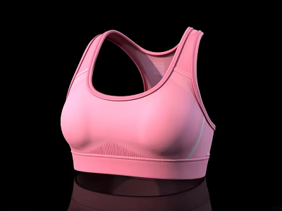Supportive Pink Sports Bra With Racerback Design For Active Workouts 3d model