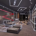 Modern Clothing Store Interior Design With Display Platforms And Lighting