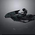 Modern Sporty Jet Ski With Dark Blue Pattern LED Lights And Rider On Board