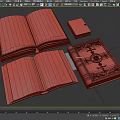 Ancient Leather Bound Books Open And Closed With Intricate Manuscript Designs