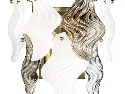 Modern Artistic Wall Sconce With Wavy White And Gold Glass Shades For Interior Lighting 3d model