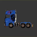 Blue Scania Heavy Duty Truck Featuring Stylish Emblem Six Wheels And Reflective Surface