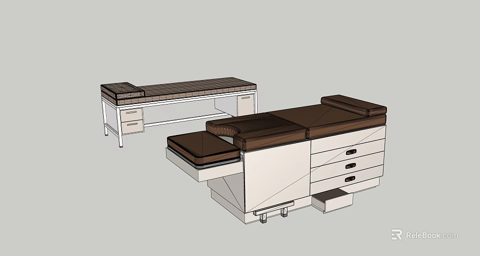 Medical Equipment Examination Tables With Wooden Tops And Drawer Storage Units For Clinical Use 3d model 