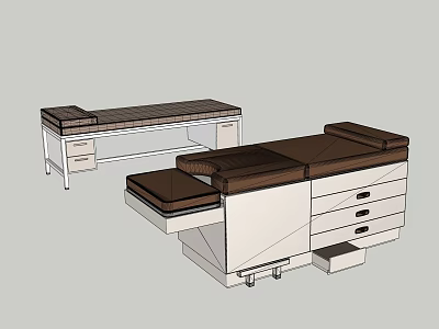 Medical Equipment Examination Tables With Wooden Tops And Drawer Storage Units For Clinical Use 3d model
