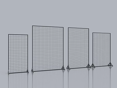 Wire Mesh Grid Dividers With Black Frame And Multiple Heights For Indoor Use 3d model