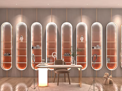 Modern Luxury Live Stream Room With Elegant Display Shelves And Decor 3d model