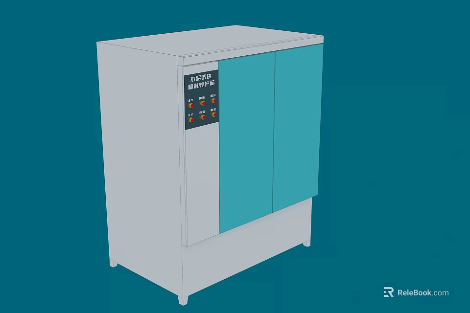 Industrial Cabinet Style Equipment With Teal Doors Gray Body Control Panel Buttons And Digital 3d model 