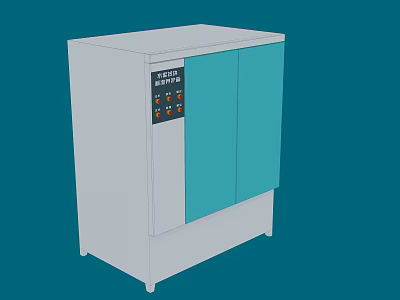 Industrial Cabinet Style Equipment With Teal Doors Gray Body Control Panel Buttons And Digital 3d model