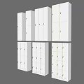 White Storage Lockers With Green Accent Lines And Multiple Door Designs For Modern Storage
