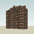 Residential Apartment Building With Brown Exterior Multiple Floors Balconies And Windows