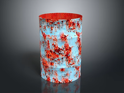 Cylindrical Industrial Equipment Featuring Blue White Exterior and Red Spots Interior Design 3d model