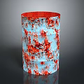 Cylindrical Industrial Equipment Featuring Blue White Exterior and Red Spots Interior Design