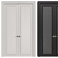 Modern Black and White Double Doors with Perforated Design and Sleek Contemporary Style