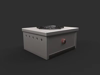 Square Kitchen Cooktop With Black Heating Plate Side Vents And Red Control Knob 3d model