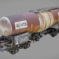 Industrial Tank Car With VTC Logo Rusty Exterior Ladder And Wheels