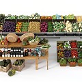 Modern Vegetable Vegetable Fruit Rack Vegetable Fruit Combination Supermarket Shelf 3d model