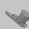 Black Pistol with Wooden Grip and Long Barrel Detailed View