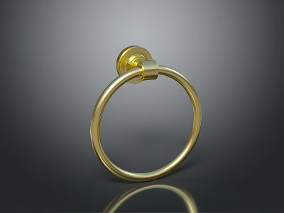 Golden Brass Towel Ring Modern Design Bathroom Accessory With Shiny Finish 3d model