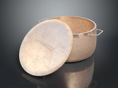 Metal Cooking Pot With Lid And Two Side Handles For Kitchen Cooking 3d model