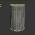 Silver Industrial Metal Can With Ribbed Surface Standing On Dark Shiny Background