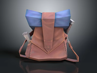Trendy Brown And Blue Fashion Backpack With Stylish Design And Straps 3d model