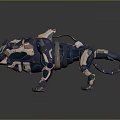 Futuristic Mechanical Leopard Character With Robotic Structure And Blue Orange Details