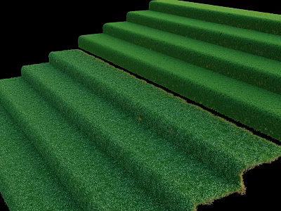 Lush Green Grass Covering Stairs With Fresh Natural Soft Texture And Appearance 3d model