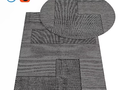 Modern Square Rug With Geometric Stripes And Patchwork Design For Home Decor 3d model