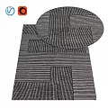 Modern Square Rug With Geometric Stripes And Patchwork Design For Home Decor 3d model
