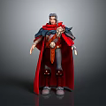 3D Modeled Man Wearing Red Cape With Decorative Belt And Detailed Costume
