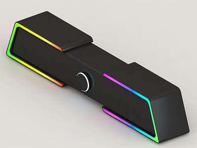 Black Headphone Speaker With RGB Lighting And Modern Sleek Design 3d model