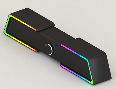 Black Headphone Speaker With RGB Lighting And Modern Sleek Design 3d model