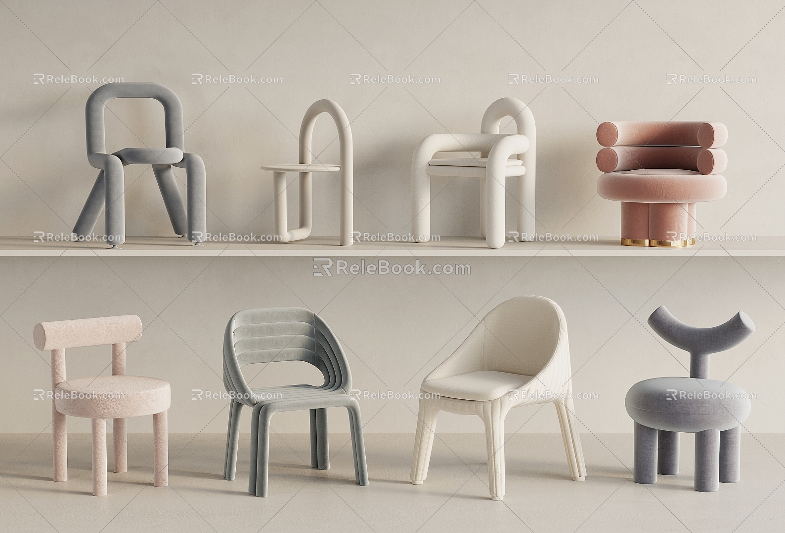 Modern Children's Chair Writing Chair 3d model