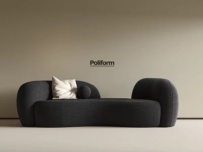 Poliform Modern Black Sectional Sofa With White Pillow In Stylish Interior 3d model