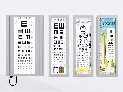 Modern visual acuity chart Logarithmic visual acuity chart Medical device 3d model