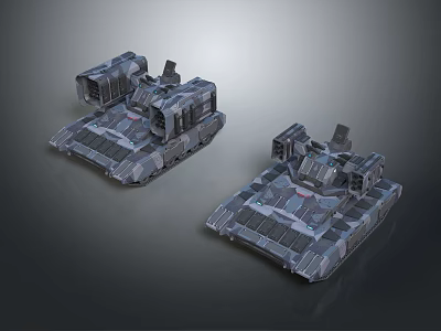 Military Grade Weapon Armored Two Tanks With Gray Exterior And Futuristic Design 3d model Military Grade Weapon Armored Two Tanks With Gray Exterior And Futuristic Design 3d model