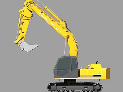 Yellow Sumitomo Industrial Excavator With Tracked Undercarriage And Front Bucket 3d model