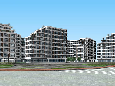 Modern Apartment Buildings In Urban Residential Area With Contemporary Exterior And Balconies 3d model