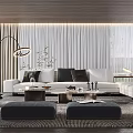 Modern Living Room Interior With Comfortable Sofa Coffee Table Floor Lamp And Large Windows
