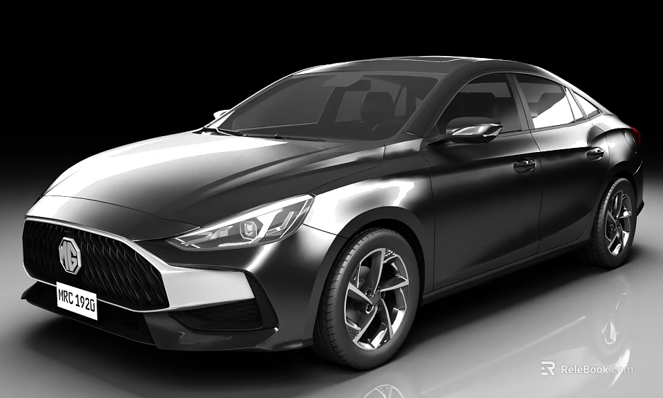 Modern Black Sedan With Sleek Body Design Alloy Wheels And Front Grille 3d model 