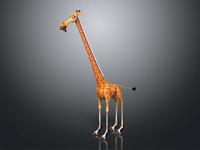 Cartoon Giraffe Character 3D Model With Orange Spots And Long Neck 3d model