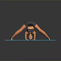 Child Practicing Yoga Handstand Pose In Inverted V Shape On Blue Exercise Mat