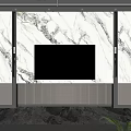 TV background wall coffee table combination chandelier 3d model