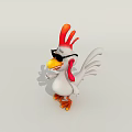3D Cartoon Rooster Character With Red Comb Wearing Black Sunglasses For Game And Movie