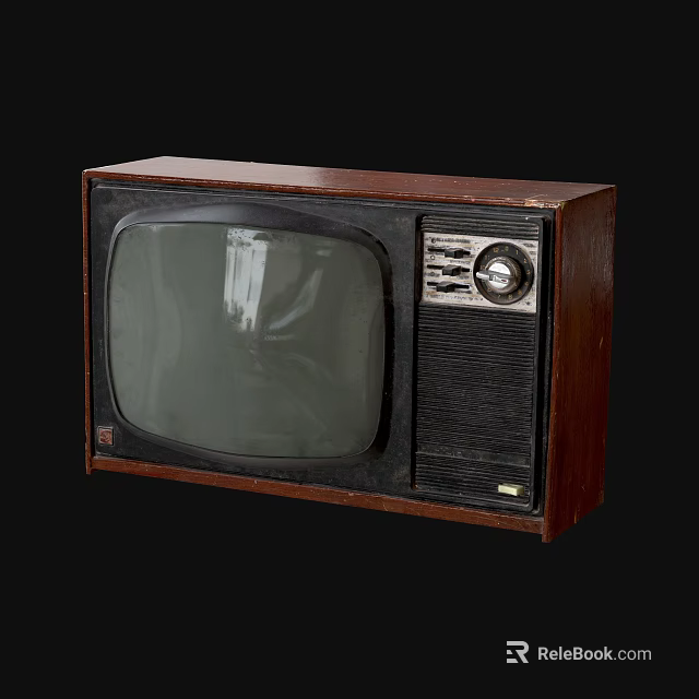 Old Fashioned Vintage Television With Wooden Case Knob Controls And Retro Screen 3d model 