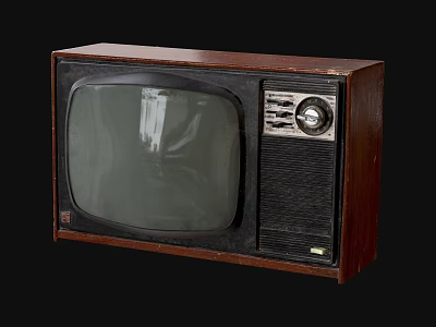Old Fashioned Vintage Television With Wooden Case Knob Controls And Retro Screen 3d model