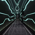 Modern KTV Corridor Featuring Neon Light Accents and Sleek Marble Floor Design