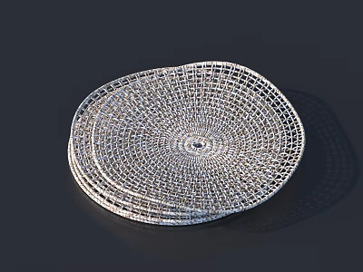 Household Silver Mesh Circular Plates Stacked Durable Metal For Kitchen Dining Table 3d model