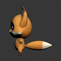 Cute 3D Cartoon Little Fox Game Movie Character With Yellow Fur And Big Blue Eyes